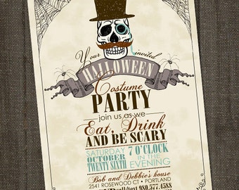 Halloween Invitation for Adults, Halloween Party Invitation, Halloween Invitation PRINTABLE, Handsome Skull Halloween Invitation