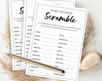 Baby Shower Scramble Game | Printable Game for Baby Shower | Party Game | Instant Download Baby Shower Game Activity Print Yourself