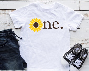 Sunflower First Birthday Shirt I Birthday Toddler Shirts I Sunflower Birthday Graphic Tee I Sunflower Birthday Party Shirt Outfit for Girl