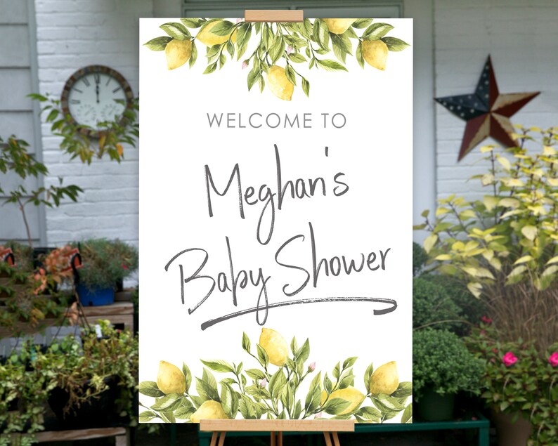 Lemon Baby Shower Welcome Sign, Lemon Baby Shower Decorations, Lemon Baby Shower Decor, Lemon Baby Shower Sign, PRINTABLE image 1