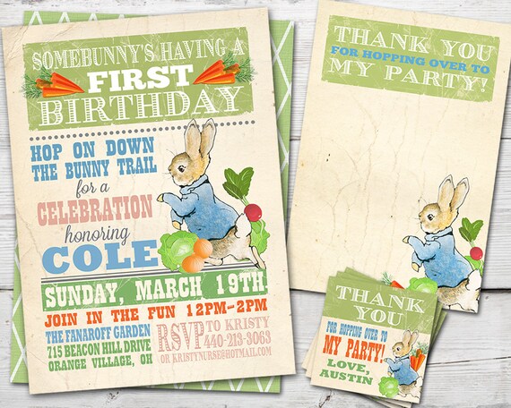 Peter Rabbit Birthday Invitation, Peter Rabbit Party, Peter Rabbit Invitation, Easter Birthday, PRINTABLE, Peter Cottontail Birthday Il_570xn