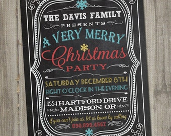 Invitation à la fête de Noël, fête de Noël, invitation à la fête de Noël, IMPRIMABLE, invitation de Noël vintage, invitation à la fête de Noël
