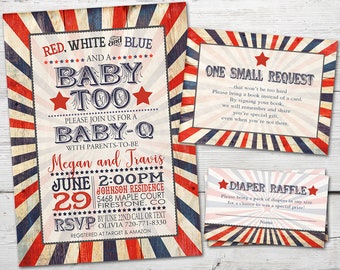 Red White Blue Baby Shower Invitations, Fourth of July Baby shower Invites, Red White Blue Baby Shower, Fourth of July Baby Shower PRINTABLE