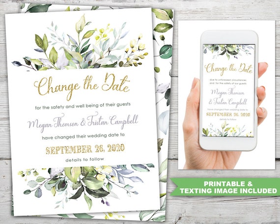 Change the Date Card, Change the Date Wedding Announcement, Change of Plans, Change the Wedding Date, Wedding Change of Plans PRINTABLE Il_570xn
