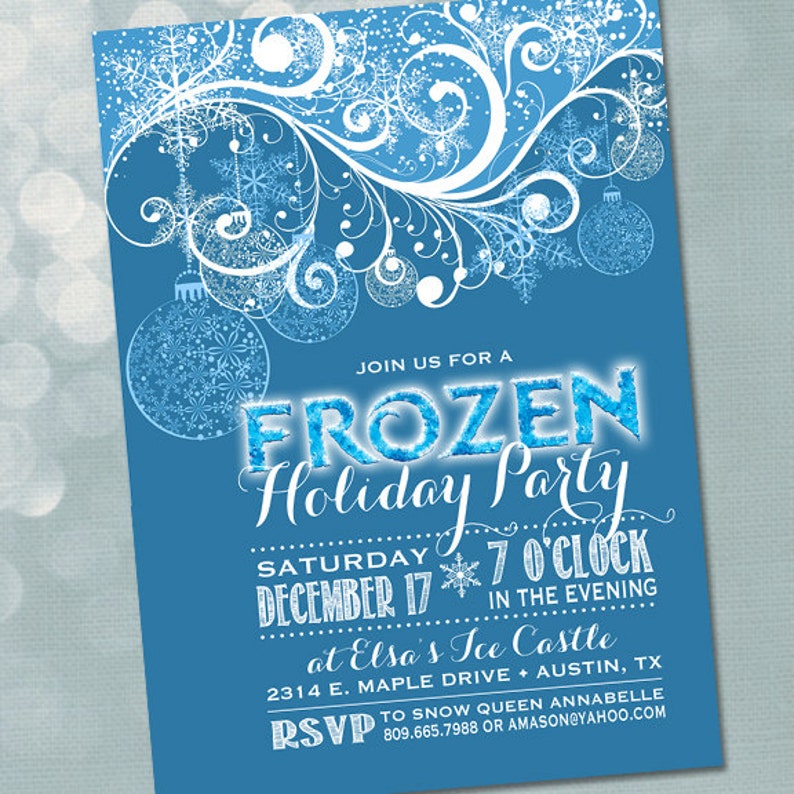 Frozen Invitation, Frozen Party, Frozen Birthday Invitation, Frozen Holiday, PRINTABLE, Digital, Holiday Invite image 1