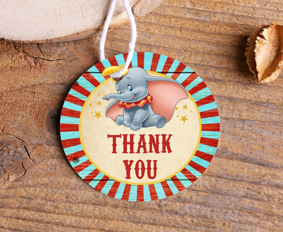 Editable Dumbo Birthday Favor Tags Perfect for a Dumbo First Birthday ...