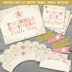 Twinkle Twinkle Little Star Birthday Party Kit PRINTABLE, Twinkle Twinkle Little Star First Birthday, Birthday Decorations