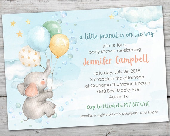 etsy baby shower invitations elephant