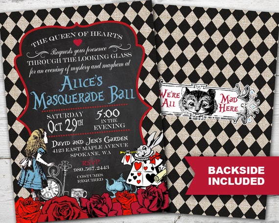 Alice Im Wunderland Geburtstag Alice Im Wunderland Einladung Etsy