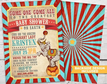 Vintage Circus Baby Shower, Circus Baby Shower Invitation, Circus Baby Shower Invite, Vintage Circus Invitation, Vintage Circus Themed Party