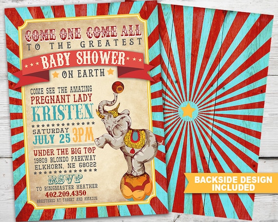 circus themed baby shower invitations