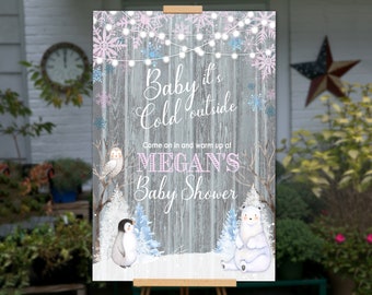 Baby Its Cold Outside Baby Shower Sign PRINTABLE Baby Shower Poster Baby Its Cold Outside Baby Shower Banner Baby Shower Welcome Sign Winter