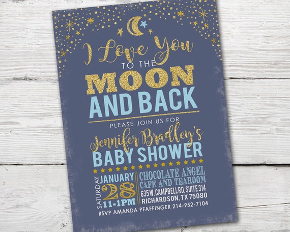i love you to the moon and back baby shower invitations