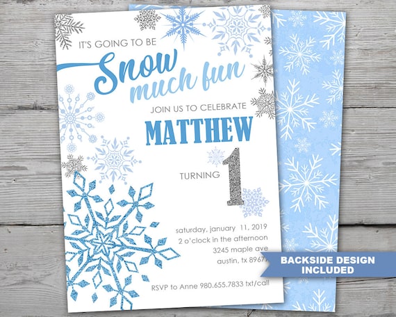 Snow Much Fun Birthday Invitation, Snow Much Fun to Be One Birthday Invitation, Winter First Birthday Invitation, Snowflake First Birthday Il_570xn
