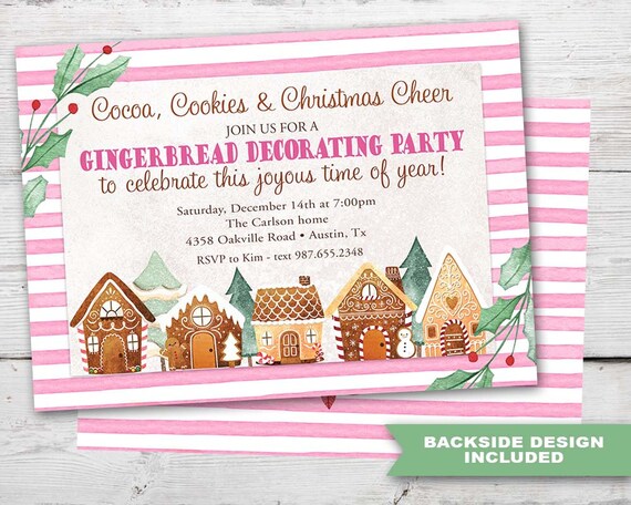 Gingerbread Decorating Party Invitations PRINTABLE Gingerbread House 