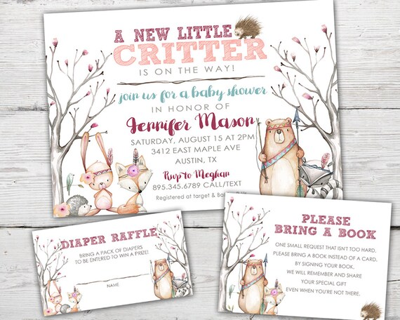 Woodland Baby Shower Invitation, Forest Baby Shower Invitation, PRINTABLE Woodland Baby Shower Invite, Woodland baby Shower Girl Il_570xn