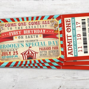 Größte Showman Geburtstagskarten-Einladung | Größte Showman Zirkus Party einladen | "Vintage Zirkuskarte ""Einladung"" für eine Zirkusparty."