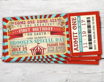 Greatest Showman Birthday Ticket Invitation |  Greatest Showman Circus Party Invite | Vintage Circus Ticket Invitation for a Circus Party