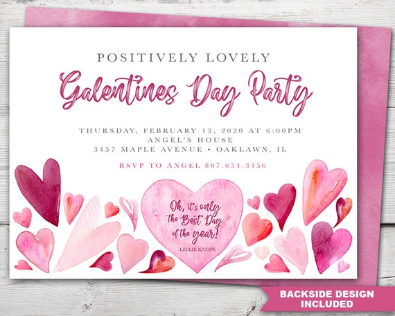 Galentines Day Invitation for a Positively Lovely Galentines Day Party, Galentines Invitation with matching bring a fav quote insert card Il_570xn