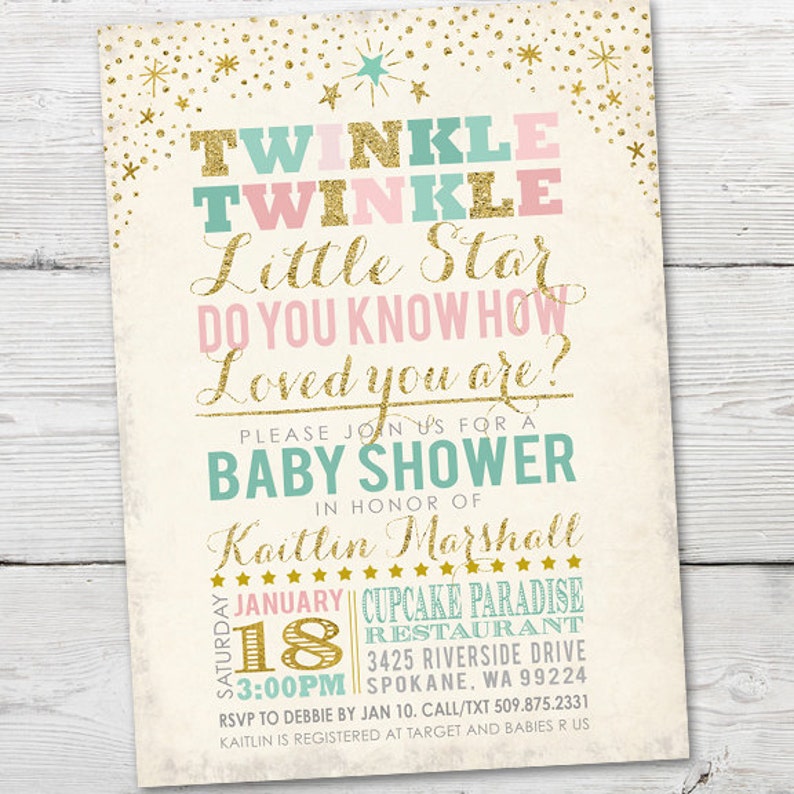 Twinkle Twinkle Little Star Baby Shower Invitation Baby Etsy