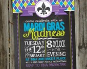 Tafel Mardi Gras Wahnsinn New Orleans Mardi Gras, Fat Tuesday druckbare Party-Einladung