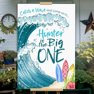 The Big One Birthday Party Sign, Surf Party Decoration PRINTABLE, Surfing Party Sign, Beach Birthday Party Sign, First Birthday Boy