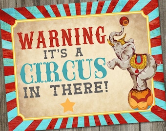 Vintage Circus Birthday PRINTABLE 14x11" Party Sign, Vintage Circus Party Sign, Circus Party Decoration, Circus Birthday Decoration