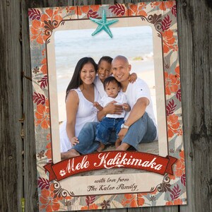 Weihnachtsfotokarte, Vintage Hawaiianisch, Mele Kalikimaka, DRUCKBARE, DIGITAL, Urlaubsfotokarte, Fotokartenvorlage, Strandfotokarte