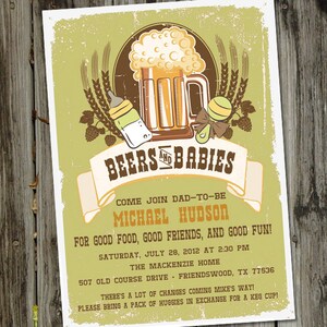 Beers and Babies, Male Baby Shower for Dad, Beer Baby Shower Invitation, Dad Baby Shower, PRINTABLE image 3