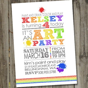 Art Party Invitation, Art party invites, Art Birthday Party Invitations, PRINTABLE, Art Birthday Invitation, Art Party Printables