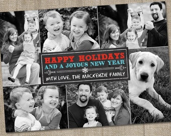 Carte photo de vacances, carte photo de Noël multi-photos, carte de Noël familiale, IMPRIMABLE, carte de Noël photo, carte de vacances photo
