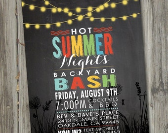 Hot Summer Nights Party Invitation, Printable, Summer Party Invitation, Backyard BBQ Invitation, Summer Party Invites