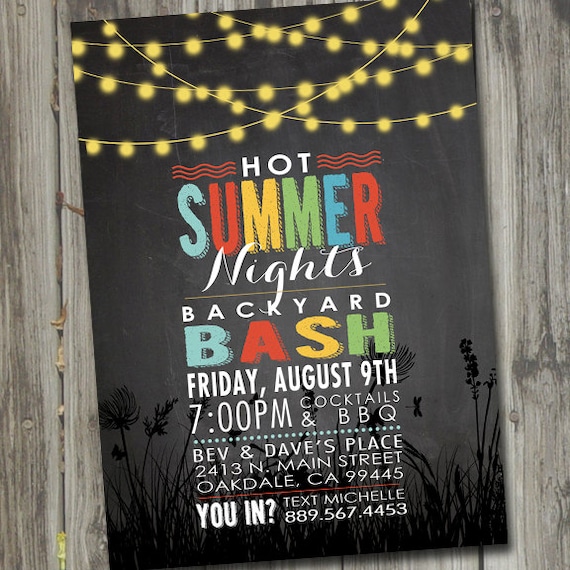 hot summer nights party invitation printable summer party etsy summer party invites