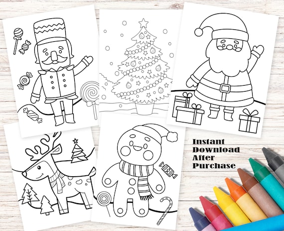 Instant Download Christmas Coloring Pages for Kids - Christmas Activities, Printable Coloring Pages, Santa Coloring Page Digital Instant Download Christmas Coloring Pages for Kids - Christmas Activities, Printable Coloring Pages, Santa Coloring Page Digital