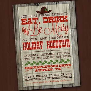 Invito di Natale occidentale, Invito di Natale da cowboy STAMPABILE, Invito alla festa di festa occidentale, Invito alla festa di Hoedown