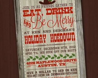 Western Christmas Invitation, Cowboy Christmas Invitation PRINTABLE, Western Holiday Party Invitation, Holiday Hoedown Party Invitation