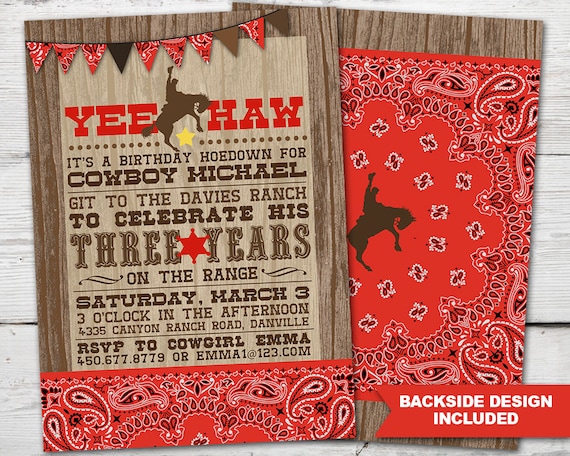 Western Cowboy Invitation Cowboy Invitation Anniversaire Etsy