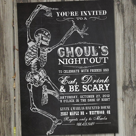 halloween party invitation printable ghouls night out etsy