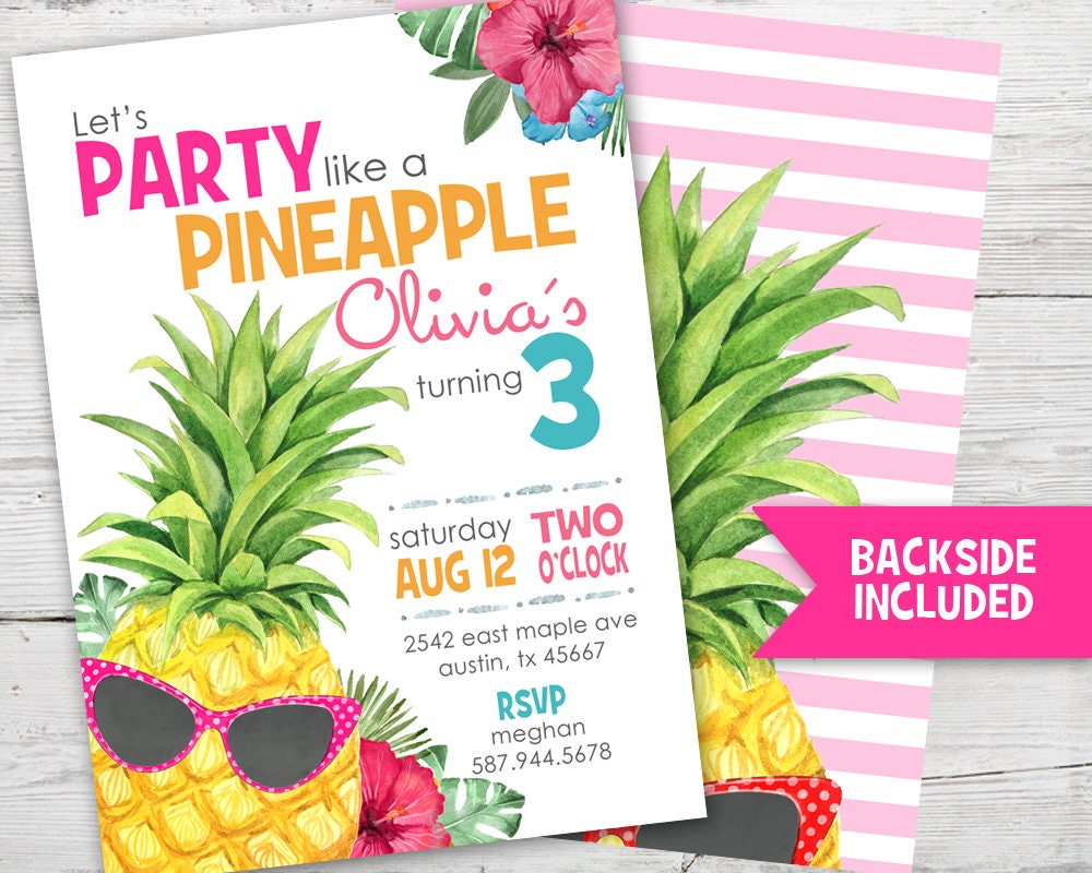 Invitación del cumpleaños de piña parte como una piña Etsy