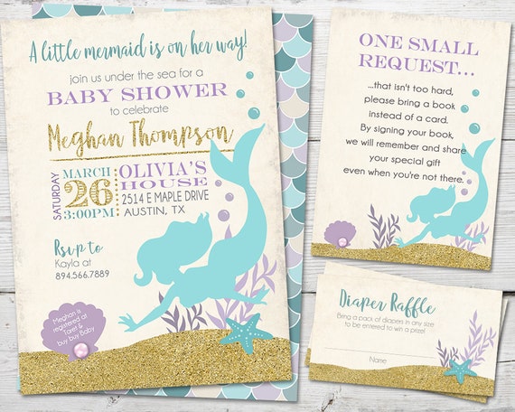 Mermaid Baby Shower Invitation, Mermaid Baby Shower Invite, Mermaid Baby Shower, Mermaid Shower Invitation, PRINTABLE, Mermaid Party Il_570xn