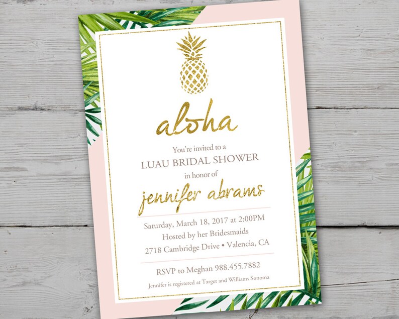 Gold Pineapple Bridal Shower Invitation Printable Image 0