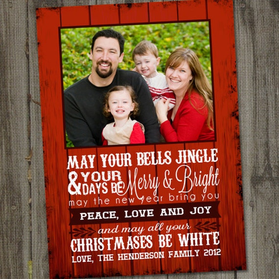 Christmas Photo Card, Red Barn Wishes, PRINTABLE, DIGITAL, Holiday Photo Card, Photo Card Template, Photo Christmas Card, Photo Holiday Card Il_570xn