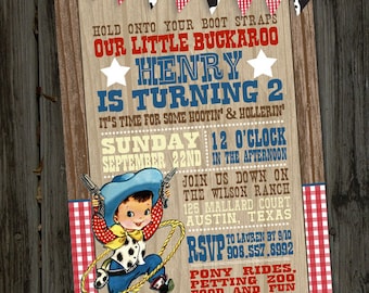 Little Vintage Western Cowboy Invitation, Cowgirl Invitation, Cowboy Birthday Invitation, PRINTABLE, Western Cowboy Party