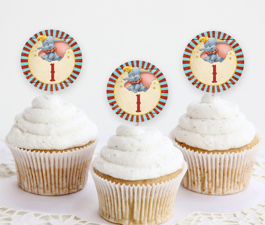 Editable Dumbo Cupcake Toppers, Dumbo Birthday Favor Tags Perfect for a ...