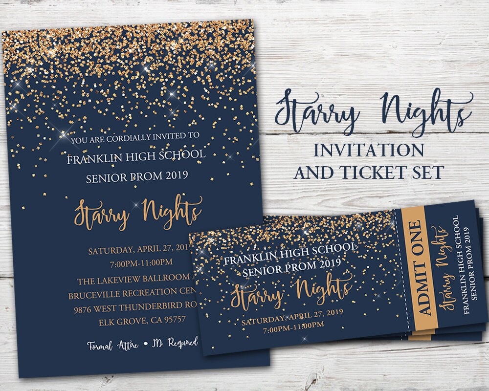 Starry Nights Invitation Starry Nights Theme Prom Etsy