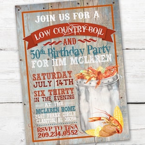 Crawfish Boil Invitations, Low Country Boil Invitation, PRINTABLE ...