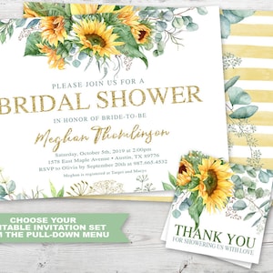 Sunflower Bridal Shower Invitation, Sunflower Shower Invite, Sunflower Bridal Shower Party Sunflower Birthday Invitation PRINTABLE