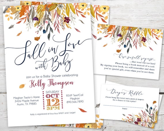 fall in love baby shower invitation