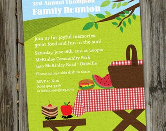 Picnic Invitation, Picnic Invitations PRINTABLE, Picnic Party Invite, Picnic Party Invitation, Park Invitation, Family Reunion Invitation