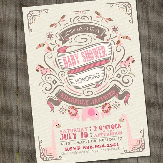 vintage baby shower invitations